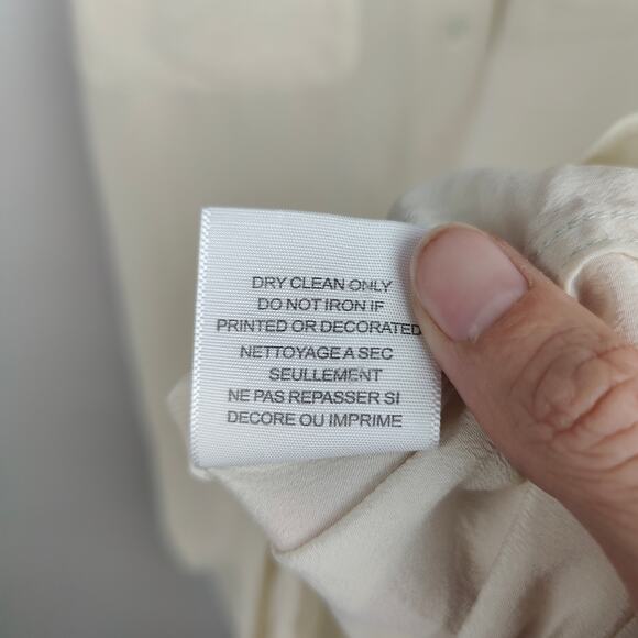 Equipment Silk Top Womens XS Cream Semi-Sheer Sleeveless Button Up Tank Preppy - Picture 8 of 9